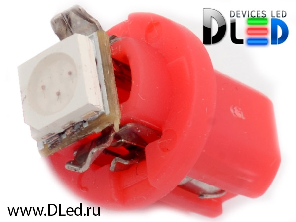   Автолампа светодиодная T5 - B8.5D - 1 SMD 5050 (Красная) (2шт.)