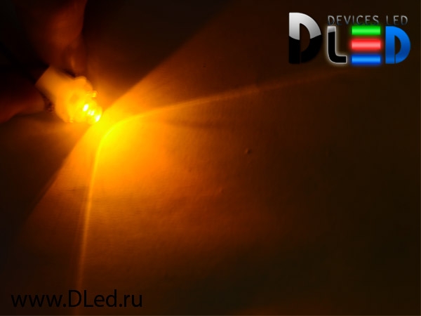   Автолампа светодиодная T5 - B8.5D - 1 Dip LED (Желтая) (10шт)