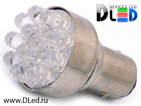   Автолампа светодиодная 1156 - P21W - S25 - BA15s - 12 - Dip-Led (Красная) (2шт.)