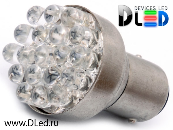   Автолампа светодиодная 1156 - P21W - S25 - BA15s - 19 - Dip-Led (Красная) (2шт.)