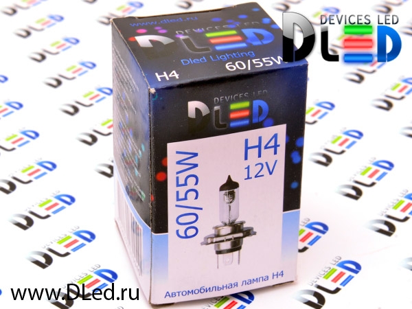   Галогенная автомобильная лампа H4 60/55W 4300K 12V Бренд DLED "HALOGEN VISION" Белый (1шт.)