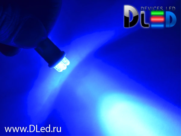   Автолампа светодиодная T10 - W5W - 4 Dip-Led (синяя) (2шт.)