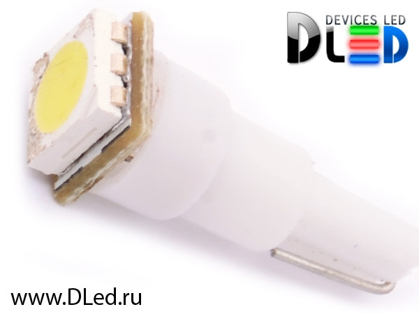   Автолампа светодиодная T5 - 1 SMD 5050 (Белая) (10шт)