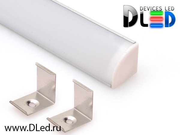   Профиль черный для светодиодной ленты DLED угловой накладной, 16х16мм, 1м. с рассеивателем