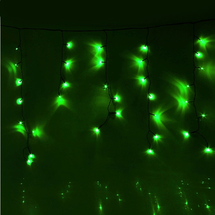   Гирлянда наружная "Бахрома" 120Led зеленый (темная нить)