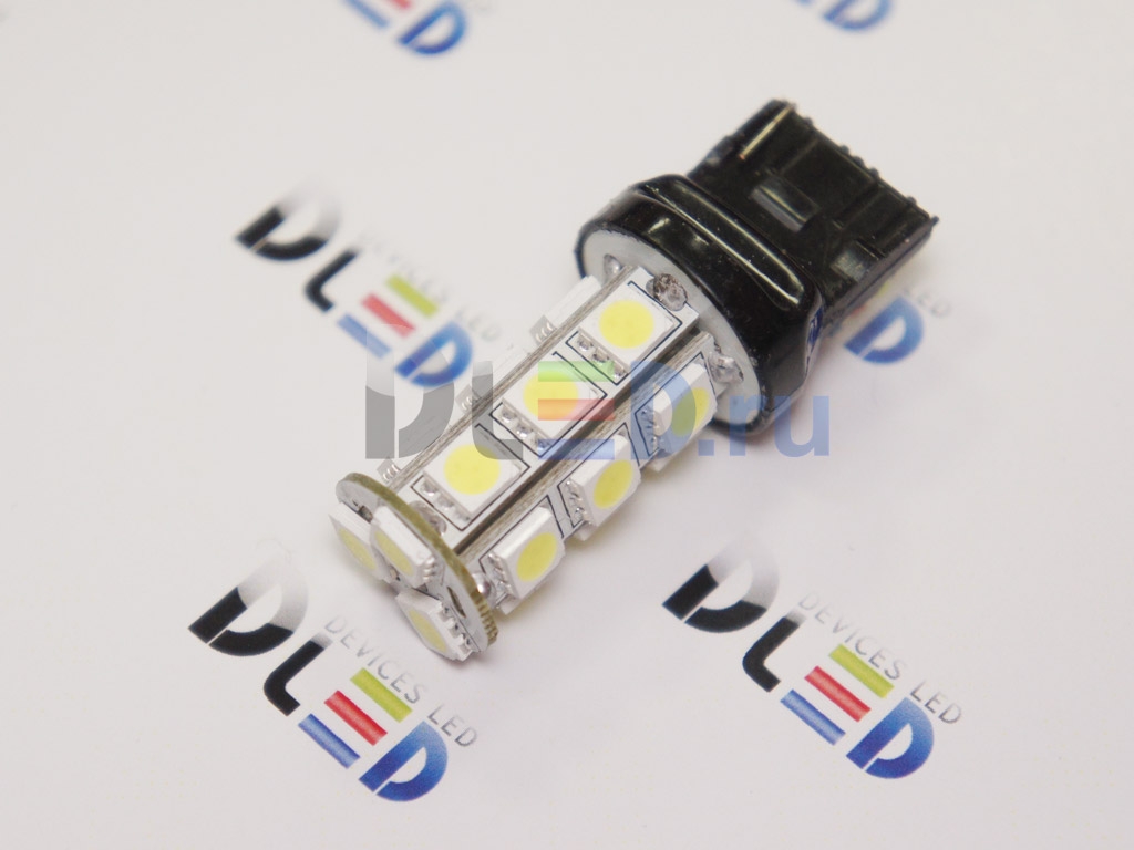   Автолампа светодиодная W21W - T20 - 7440 - W3x16d - 18 SMD 5050 24V Black