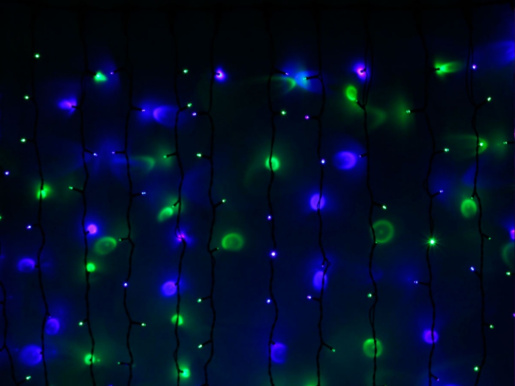   Гирлянда наружная "Занавес" 2 х 6 м 1440Led, мигание, нить темная, Красно-синий/красно-зеленый