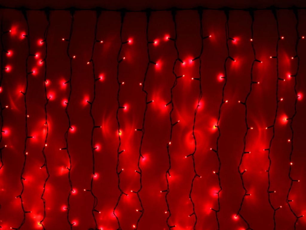   Гирлянда наружная "Занавес" 2х 3 м 760Led, мерцание, нить темная, Красный