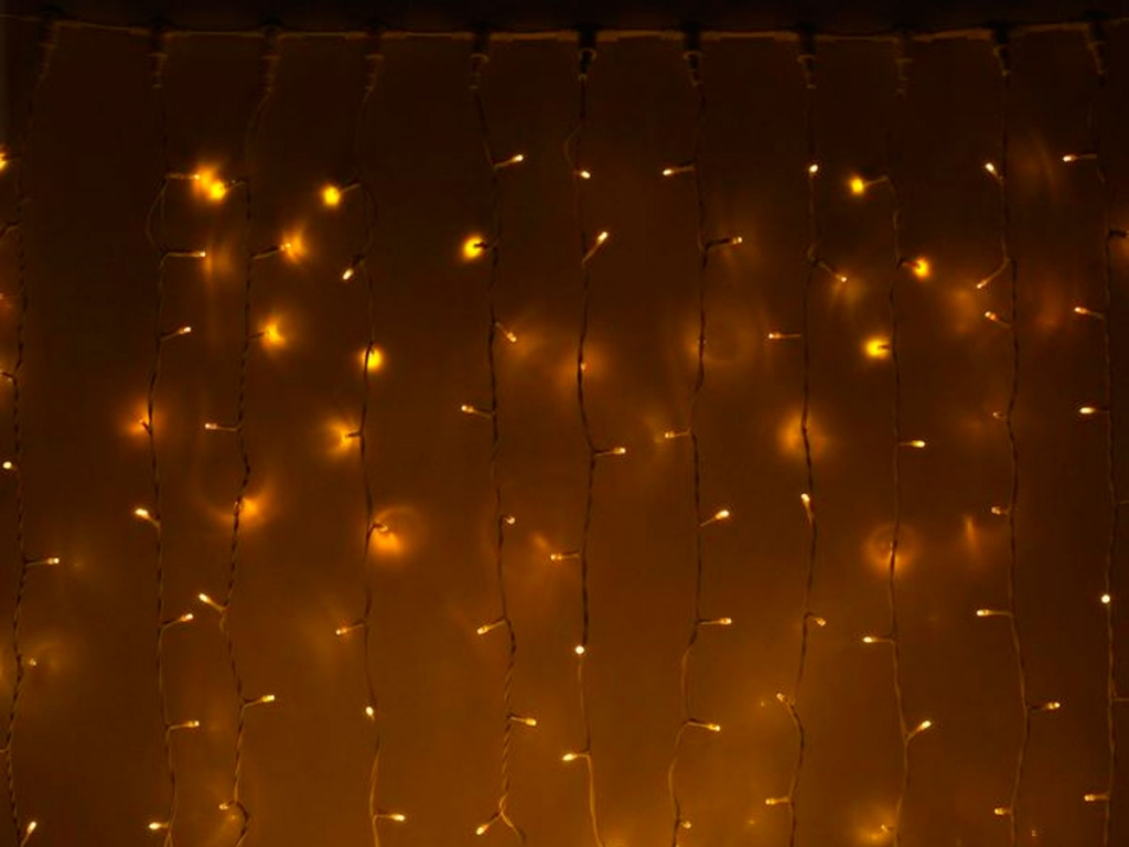   Гирлянда наружная "Занавес" 2х 3 м 760Led, мигание, нить белая, Желтый