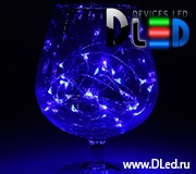   Гирлянда внутренняя "Метражная" 30Led 3м, мигание, провод силиконовый, Синий