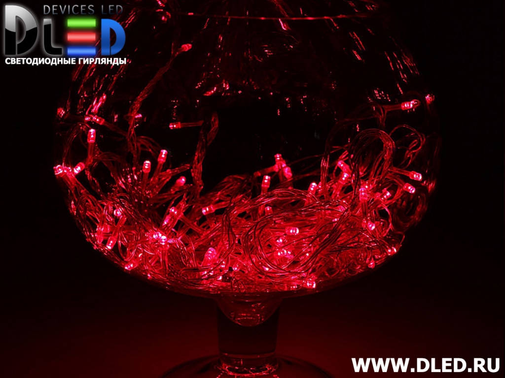   Гирлянда внутренняя "Метражная" 180Led 15м, мигание, провод силиконовый, Красный