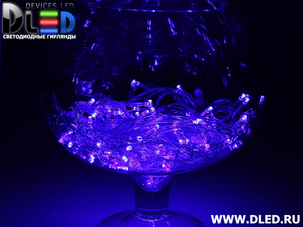   Гирлянда внутренняя "Метражная" 180Led 15м, мигание, провод силиконовый, Синий