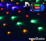   Гирлянда внутренняя "Сеточная" 224Led на елку диаметр 1.8м, мигание, провод темный, Мульти