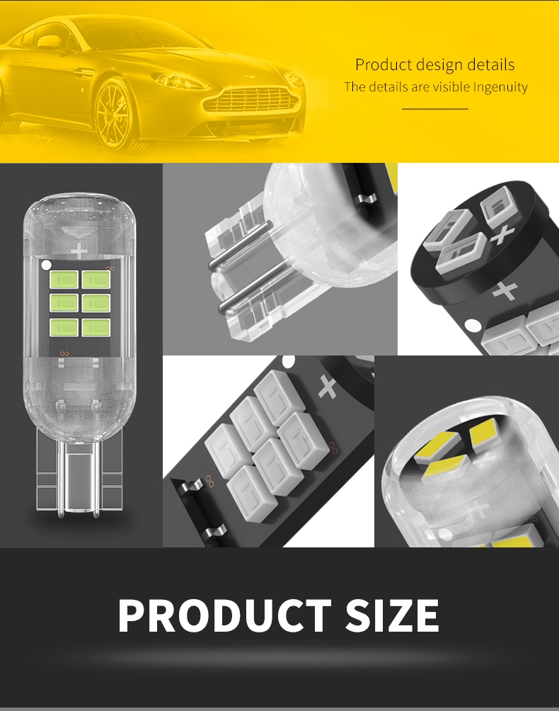   Автолампа светодиодная T10 - W5W - 15 SMD 2016 IP65 (2шт.)  Розовый