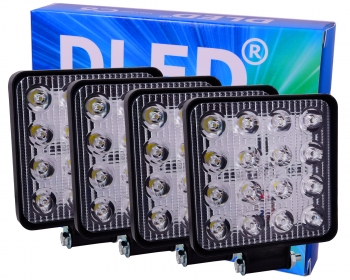   Светодиодный прожектор 12-24V DC Бренд DLED серия C6 - 14 диодов c линзой 48Вт квадратной формы (4 шт)