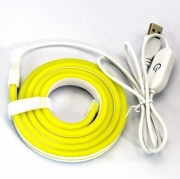   Светодиодный неон 12 x 6мм 5V c USB и сенсорным выключателем 2 метров ( Желтый лимонный)