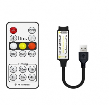   Контроллер для светодиодных двухцветных лент 5V с радио пультом RF с разъемом питания USB