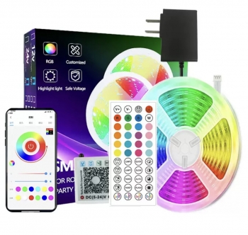   Светодиодная лента RGB многоцветная (480 LED 24V DC) 30 метров c пультом Bluetooth и блоком питания