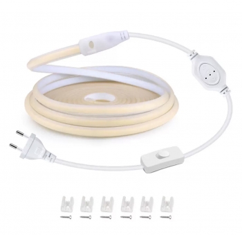   Светодиодная лента 220V COB 10вт/метр IP65 Белый свет - 10 метров с выключателем