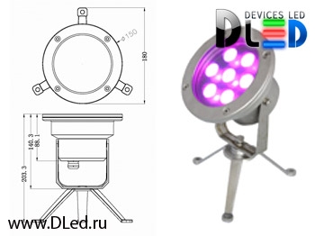   Подводный светодиодный светильник  7x3W RGB