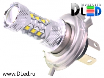   Автолампа светодиодная H4 - 16 CREE + Линза (2шт.)