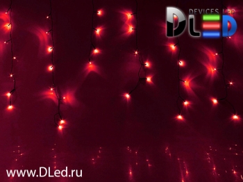   Гирлянда наружная "Бахрома" 120Led красный (темная нить)