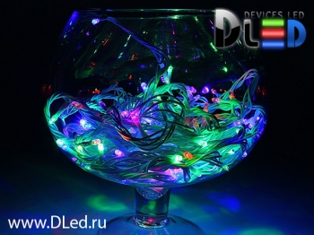  Гирлянда наружная "Метражная" 100Led, мигание, провод белый, Красно-синий/красно-зеленый