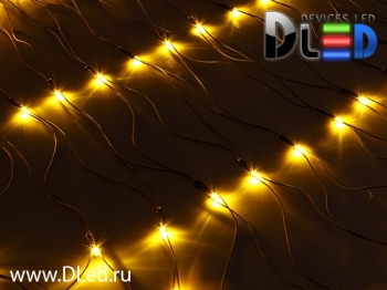   Гирлянда внутренняя "Сеточная" 96Led 1м х 0.7м, мигание, провод темный, Желтый