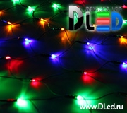   Гирлянда внутренняя "Сеточная" 120Led 1м х 0.9м, мигание, провод темный, Мульти