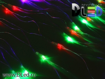   Гирлянда внутренняя "Сеточная" 240Led 1.5м х 1.5м, мигание, провод силиконовый, Красно-синий/красно-зеленый