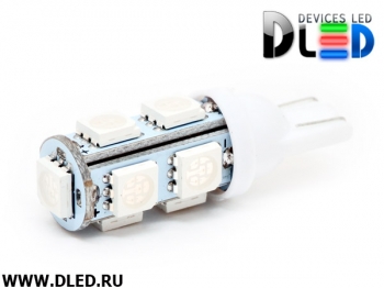   Автолампа светодиодная T10 - W5W - 9 SMD 5050 (зеленая) (2шт.)