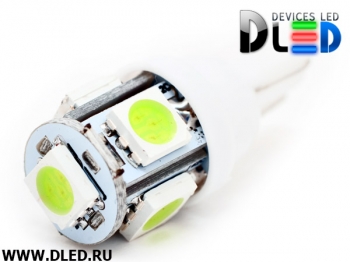   Автолампа светодиодная T10 - W5W - 5 SMD 5050 (холодный лед) (2шт.)