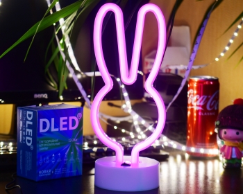   Настольный неоновый светильник "Кролик" Розовый DLED